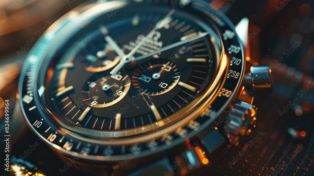 Aufkleber close up of a watch on a table, perfect for time management concepts