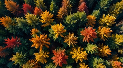 autumn dense vibrant forest aerial shot ai generated