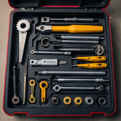 Fototapeta premium A photo of mechanical tools box. Generative AI