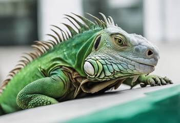 Fototapeta premium Green Iguana , isolated white background