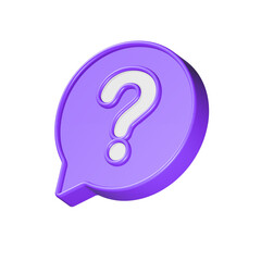 Speech bubble with question mark. FAQ, support, help concept. 3d vector icon