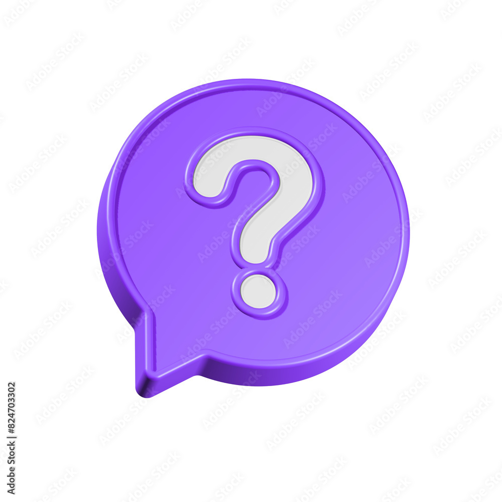 Poster speech bubble with question mark. faq, support, help concept. 3d vector icon