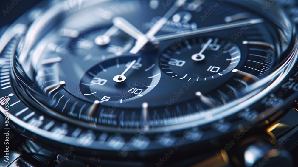 Poster close up shot of a watch with a black face, suitable for time management concepts