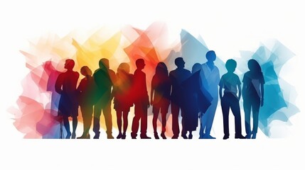 Group people diversity. Silhouette profile of men women children teenagers elderly. Various people of different ages. Different cultures. Racial equality concept. Multicultural society
