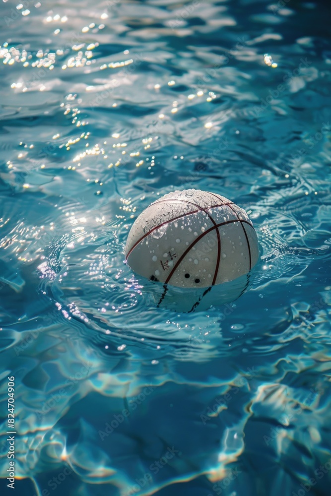 Poster A serene image of a white ball floating in calm water. Suitable for various design projects