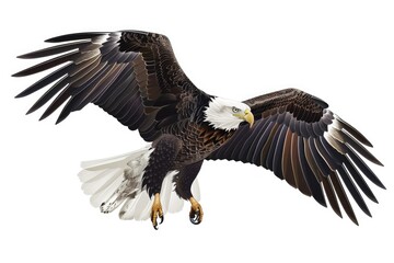 Obraz premium Majestic bald eagle soaring through the sky. Suitable for wildlife or patriotic themes