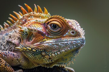 Fototapeta premium Close up of a lizard's face with a blurry background. Suitable for nature and wildlife themes