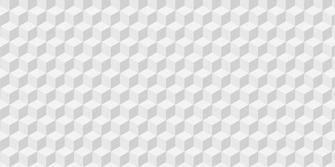 Abstract white and gray style minimal blank cubic. Geometric pattern illustration mosaic, square and triangle wallpaper. Seamless cube technology business concept.	