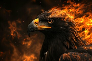 Fierce Black eagle bird. Nature hunter. Generate Ai
