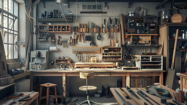 Carpenter's workshop Place of creativity woodworking for use