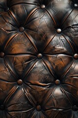 A detailed view of a leather upholstered chair, suitable for interior design concepts