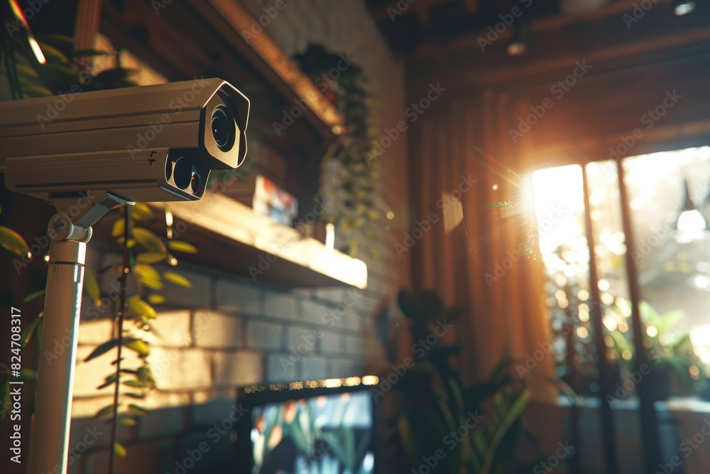 Poster Surveillance camera in front of a window, suitable for security concepts