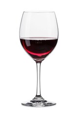 Isolated Wine Glass with Red Cabernet Pino Merlot Malbec Wine on White Background