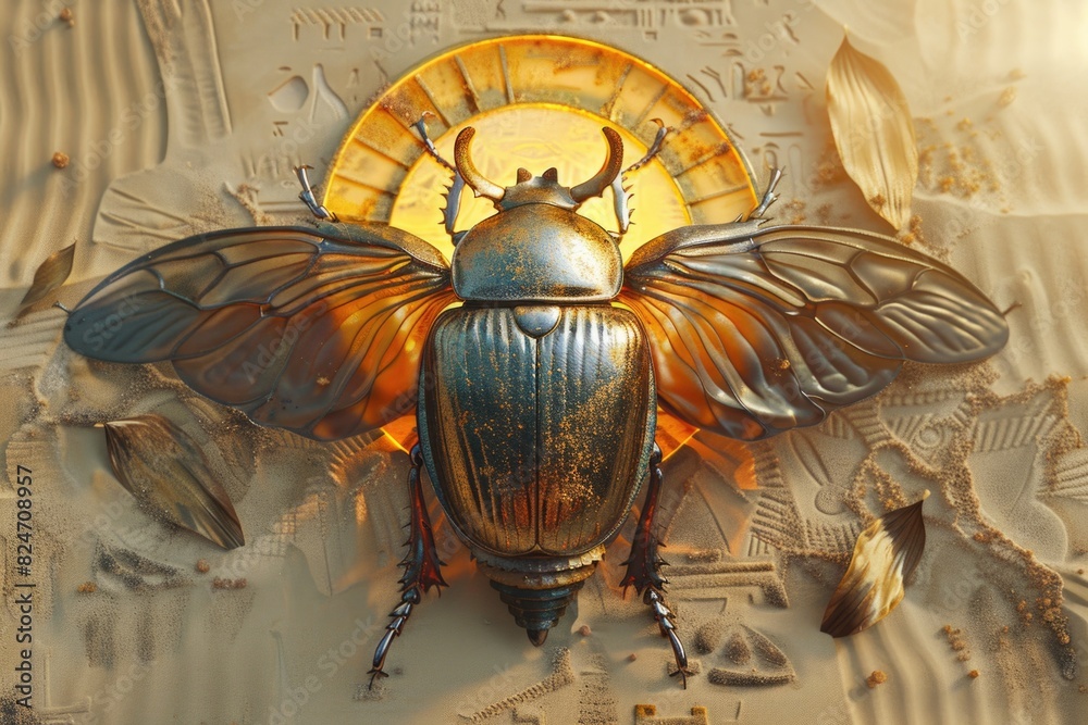 Aufkleber A bug with wings in front of a clock, suitable for time concept designs
