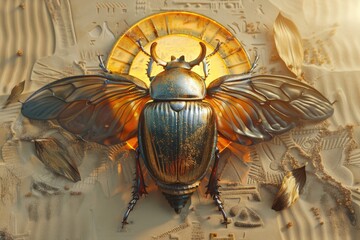 A bug with wings in front of a clock, suitable for time concept designs