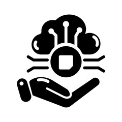 Handy glyph style icon of cloud processing 