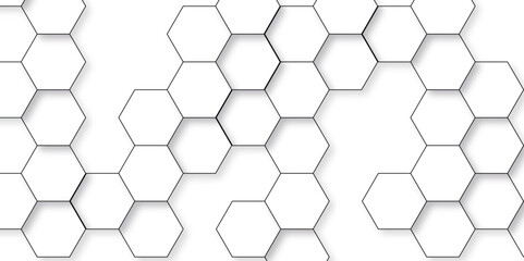 Background with hexagons . Abstract background with lines . white texture background . hexagon abstract background. Surface polygon pattern with glowing hexagon paper texture and futuristic business.