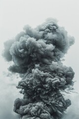 A striking black and white photo of a large plume of smoke, perfect for various design projects