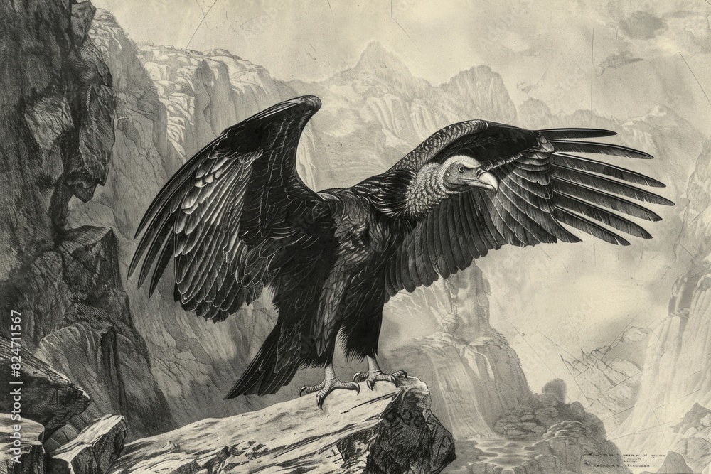 Aufkleber simple black and white drawing of a bird perched on a rock. suitable for various design projects