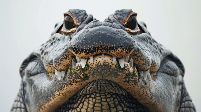 Close-up of an alligator with its mouth open, suitable for wildlife themes