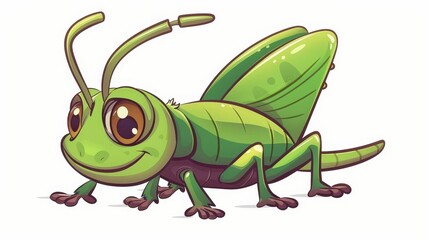 Cartoon grasshopper on white background