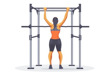 Fototapeta premium Athletic woman performing pull ups, suitable for fitness content