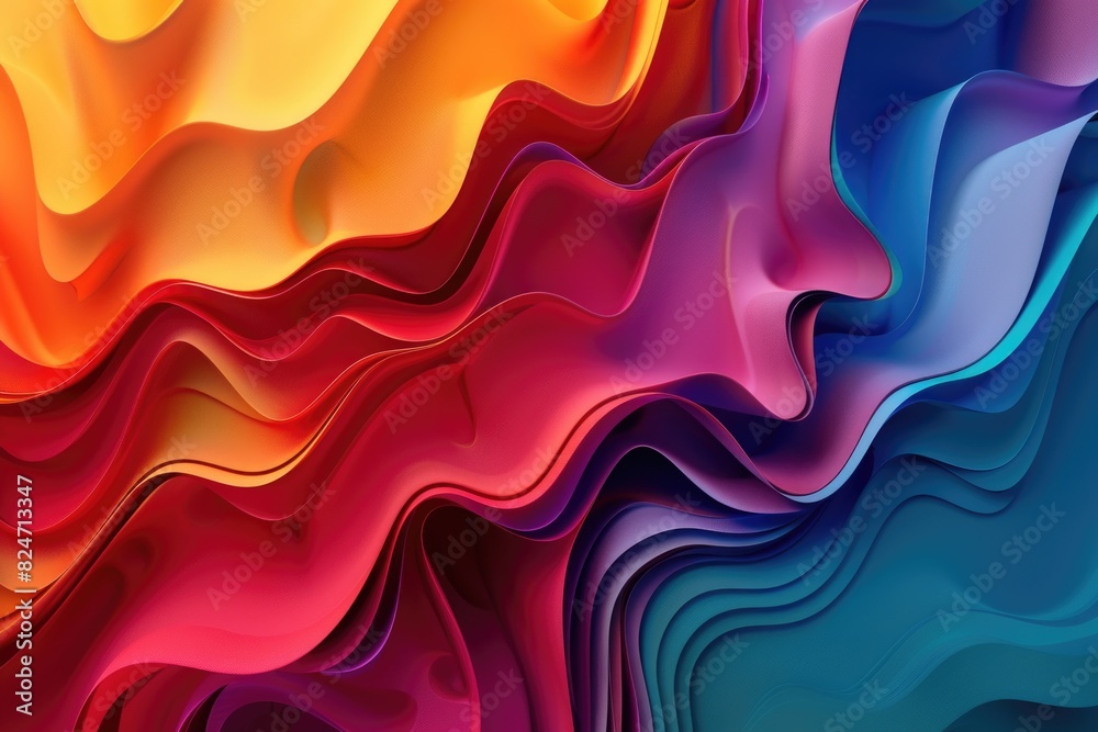 Poster vibrant wavy shapes in a close-up shot. suitable for various design projects