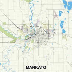 Mankato, Minnesota, United States map poster art