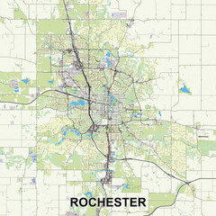 Rochester, Minnesota, United States map poster art