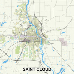 Saint Cloud, Minnesota, United States map poster art