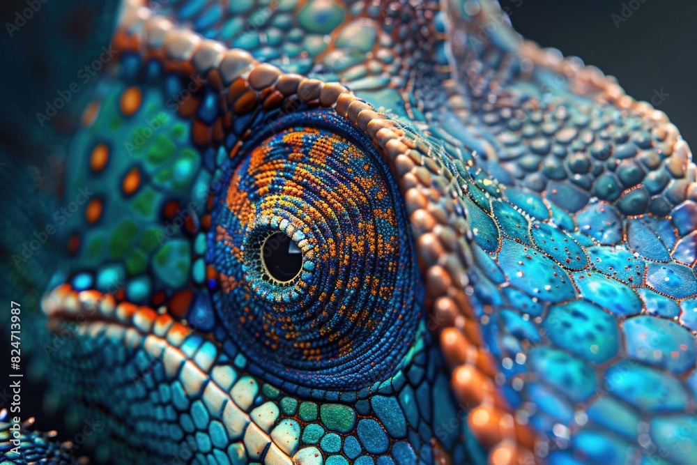 Poster detailed close up of a chameleon's eye. perfect for science and nature projects