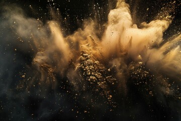 Enigmatic Black gold powder explosion. Party bokeh. Generate Ai