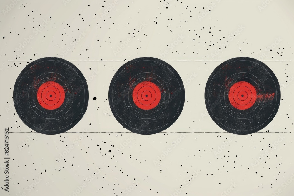 Poster three targets in red and black on a white background. ideal for marketing and business concepts