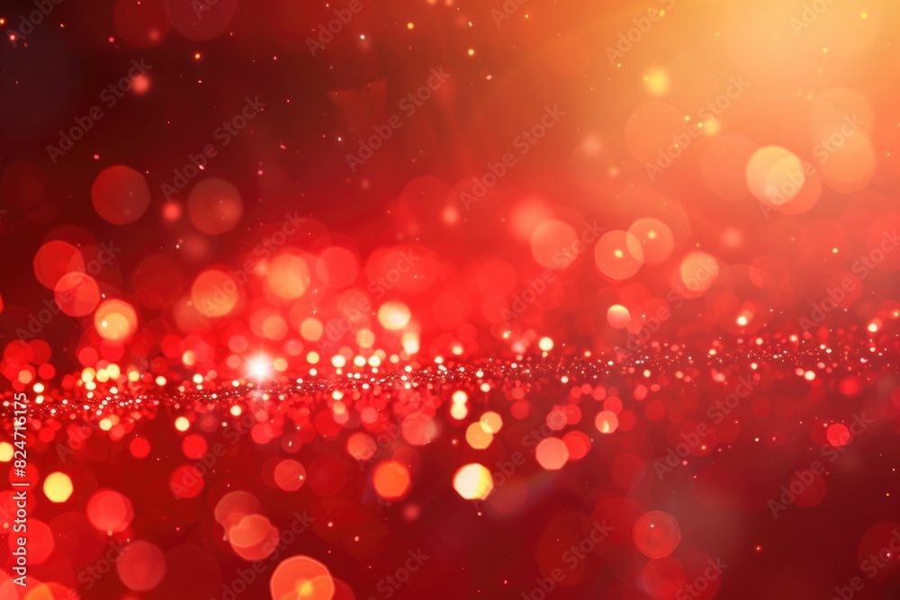 Aufkleber Vibrant red background with numerous glowing lights. Perfect for adding a festive touch to designs