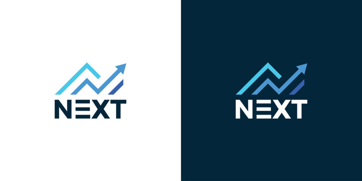 Simple Next Logo Design. Diagram Accounting Financial Growth Symbol, Icon, Vector Illustration.