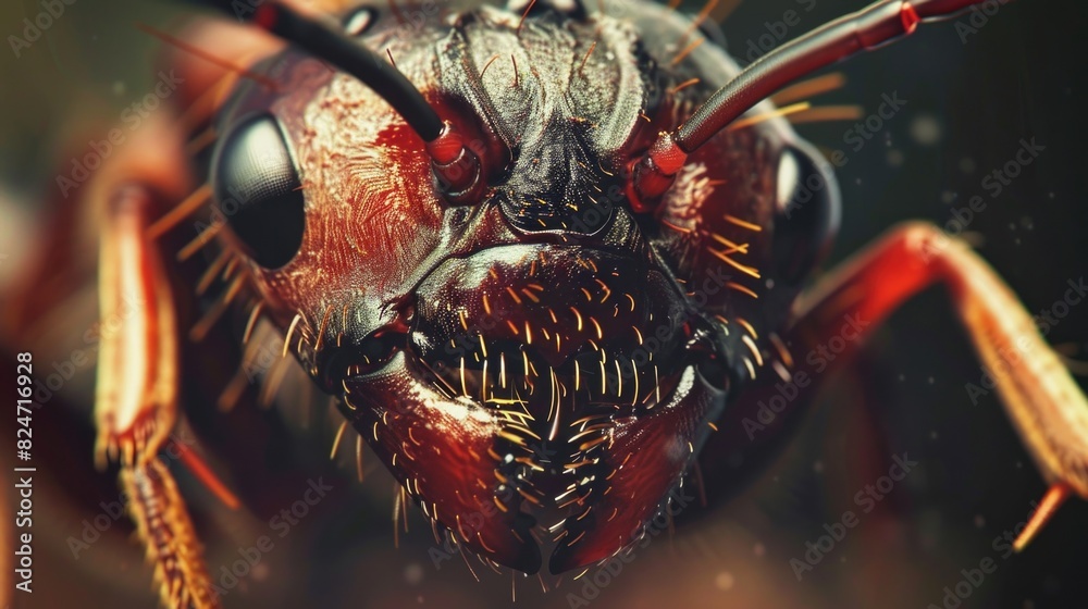 Poster Detailed close up view of a bug's face. Suitable for science and nature projects