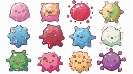 Illustration of cartoon cute funny innate immune system cells