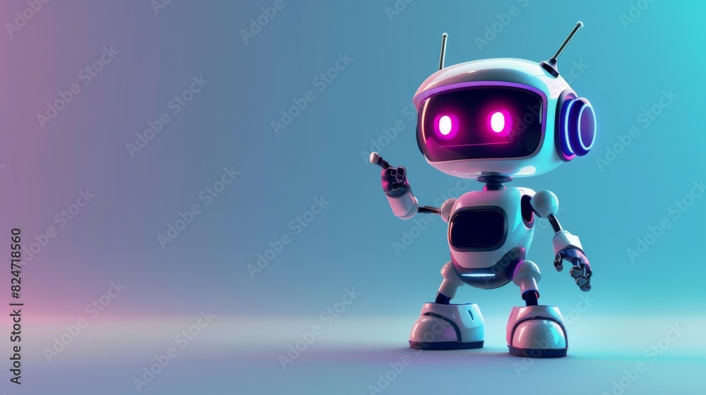 Poster robot pointing at a space, generated by artificial intelligence