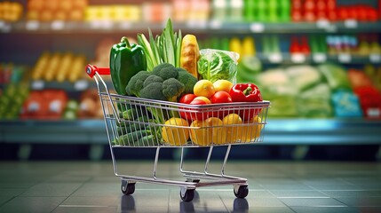 Shopping or delivery healthy food background Generative AI