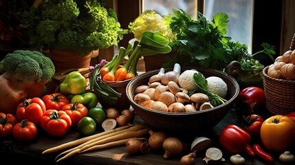 Winter vegetarian vegan food cooking ingredients Generative AI
