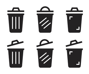 bin icon set vector in black colour