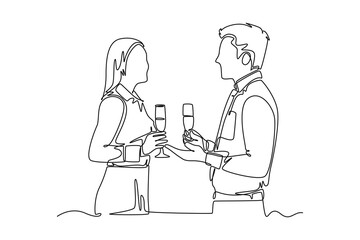 Gathering employees Concept. Single line draw design vector graphic illustration.