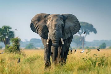Fototapeta premium Grassland and African Elephants