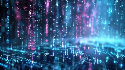 Digital rain with matrix code and a futuristic feel, offering a high tech and immersive background