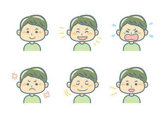 色々な表情をする男の子のイラストセット