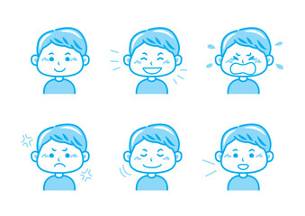 色々な表情をする男の子のイラストセット