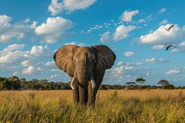 Fototapeta premium Grassland and African Elephants