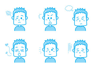 色々な表情をする男の子のイラストセット