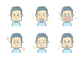 色々な表情をする男の子のイラストセット
