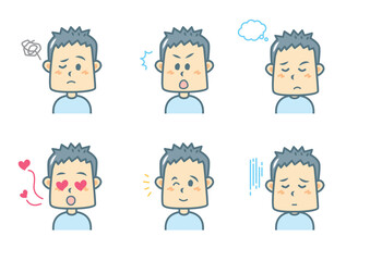 色々な表情をする男の子のイラストセット
